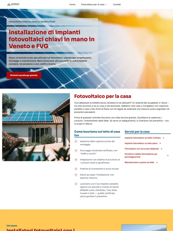 Case corporate site per installatori fotovoltaici &ndash; architettura a cluster per Veneto e FVG