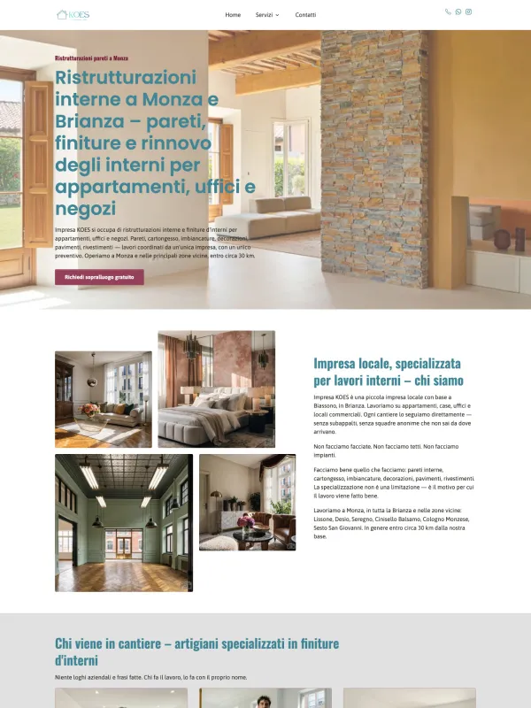 Case study sito di presentazione per impresa di finiture interne &ndash; team visibile, pacchetti con esclusioni
