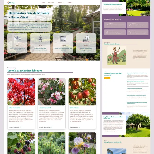 Vivaio e garden center &ndash; Provincia di Pordenone Sito aziendale, catalogo con oltre 200 schede piante organizzate per categoria (alberi, arbusti, piante da siepe, stagionali). SEO ottimizzato.