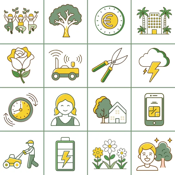 Creazione set di icone per un sito web del giardiniere