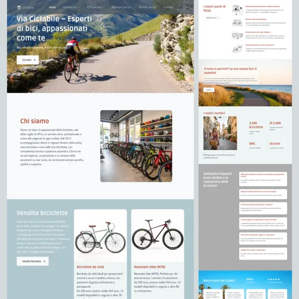Noleggio sito web per un negozio di bici