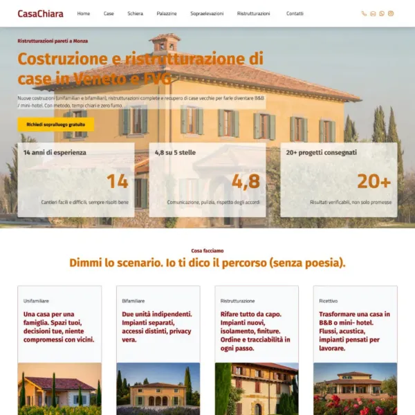 Ristrutturazione del sito web per un'impresa edile, Veneto