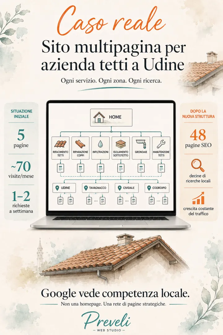 Un esempio concreto: realizzazione sito multipagina per un&rsquo;azienda specializzata in tetti a Udine