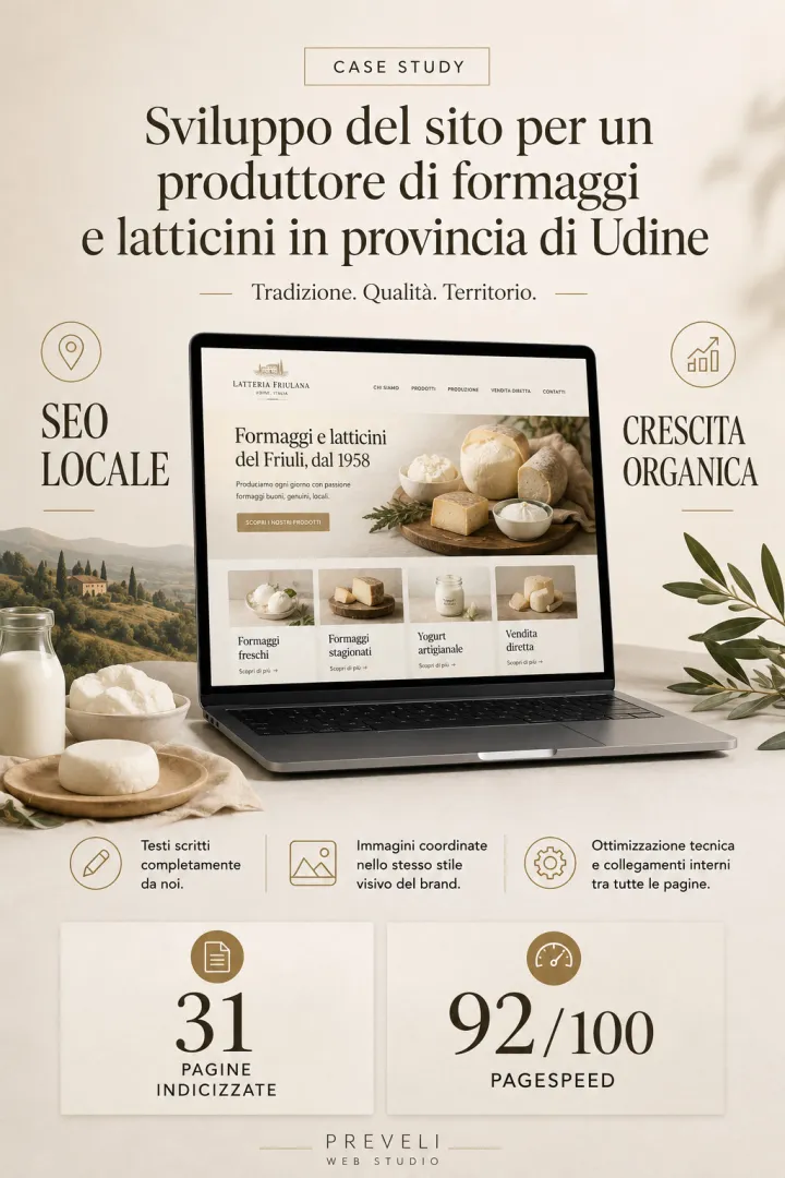 Un esempio concreto: sviluppo del sito per un produttore di formaggi e latticini in provincia di Udine